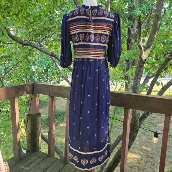Matilda Jane Good Hart Boho Western Yellowstone Geo Print Smocked Midi Dress S - Picture 7 of 12